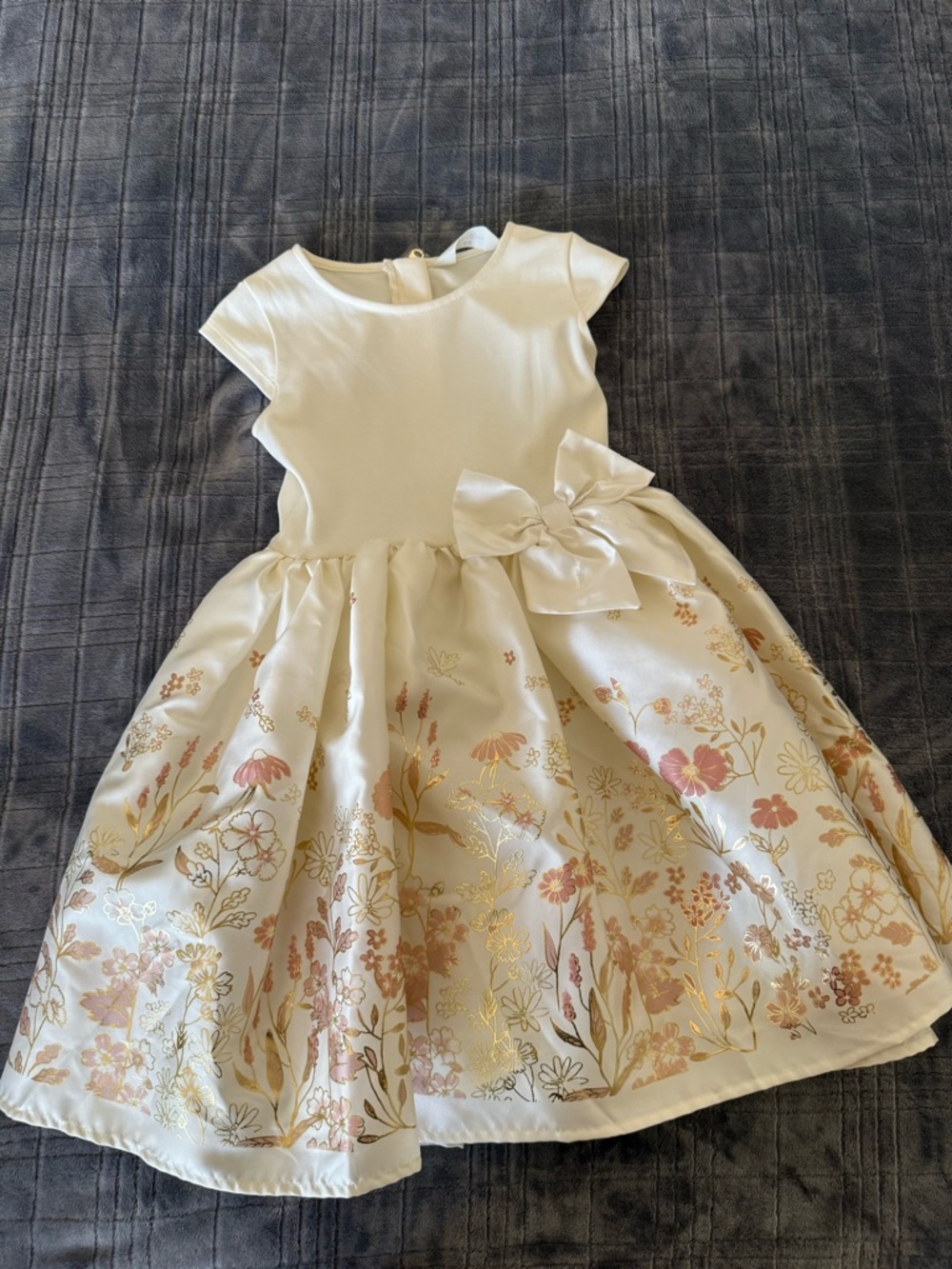 H&M Cream Floral Party Dress with Bow